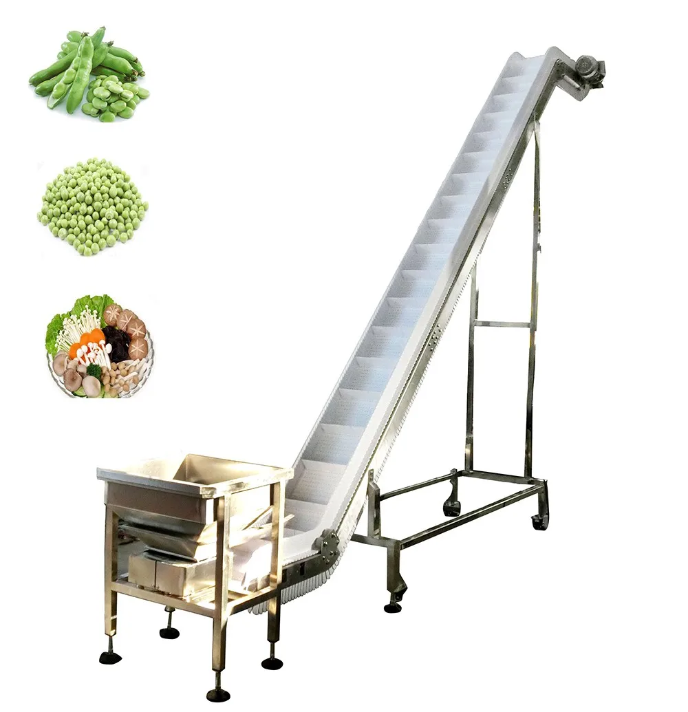 Food grade incline belt conveyor system for fruit