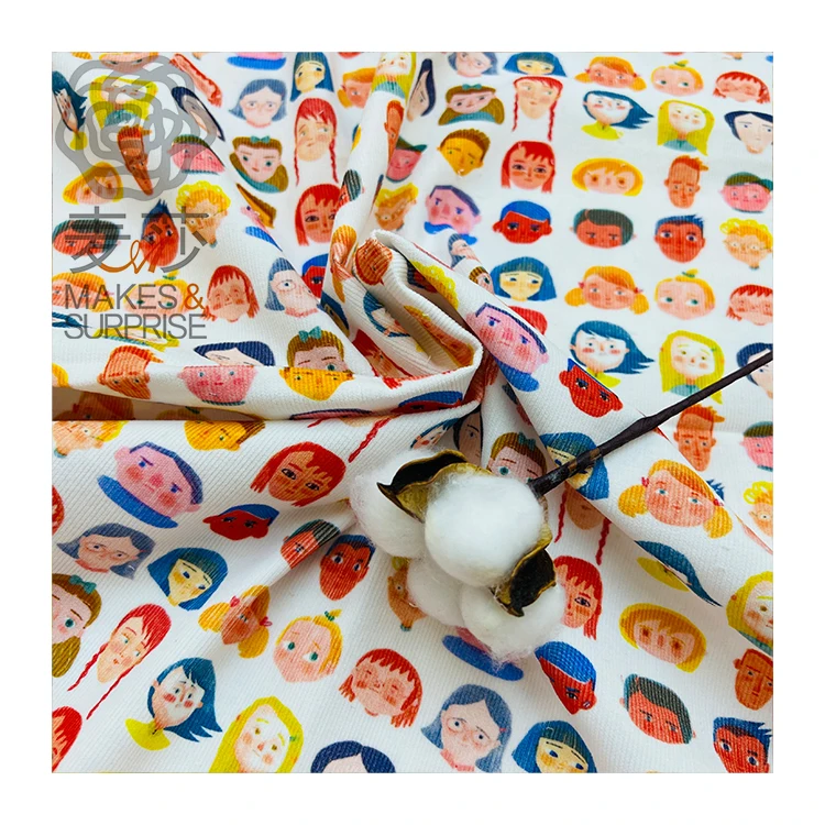 Customize New Cute  Lovely Girl Print cotton Corduroy Fabric For Garment Velvet Fabric For Clothing Kids