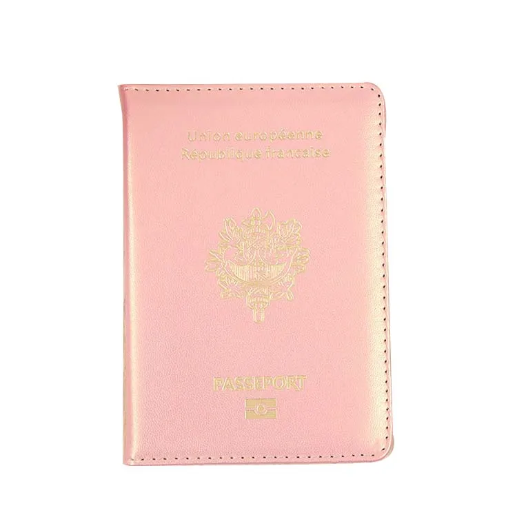 2023 Wholesale France Passport Holder Cover Multi 8 Colors Gold Foiled Debossed Shinny Leather Passport Case PU Passport Holder
