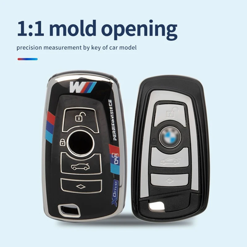 New BMW Car Key Case Accessories with Keyless Fob Protector Customizable TPU Key Cover Plastic and Zinc Alloy Keyholder