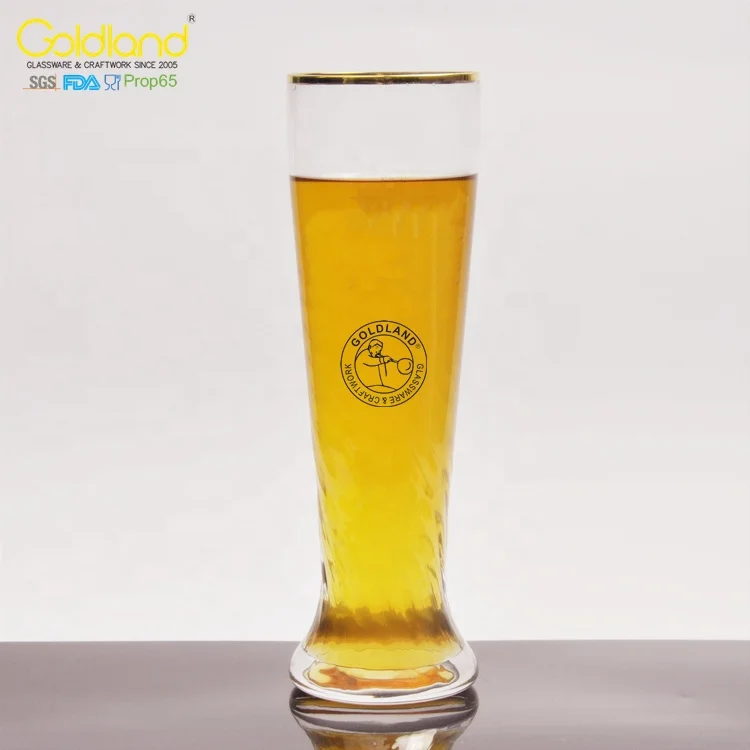 Gold rim swirling pilsner glass germany swirl pislner beer glass cup 20oz