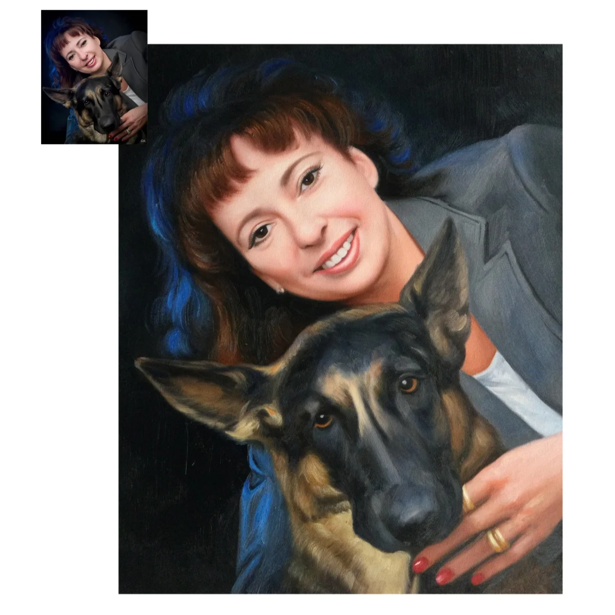 Handpainted custom people portrait and pet oil painting on canvas, turn your photo into oil painting, oil painting commission