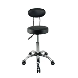 Beauty Spa Pink Stool Adjustable Rolling Salon Stool Hairdressing Master Chair Salon Furniture Barber Chair Chrome Metal Base