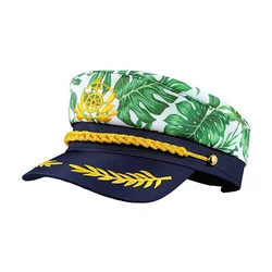 New Sailor Hat Unisex Yacht Captain Hat  Navy Yacht Captain Hat Monstera Marine Admiral Embroidered Cotton Custom