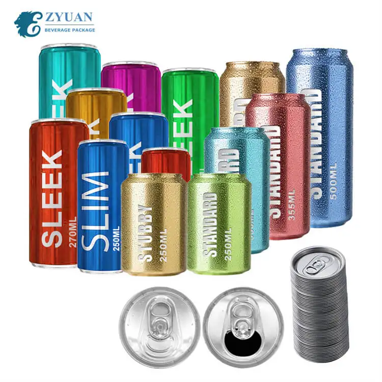 Customized Standard Sleek Slim Stubby Food Grade Printed Blank Empty Beer Soda Juice Coke Beverage Aluminum Cans