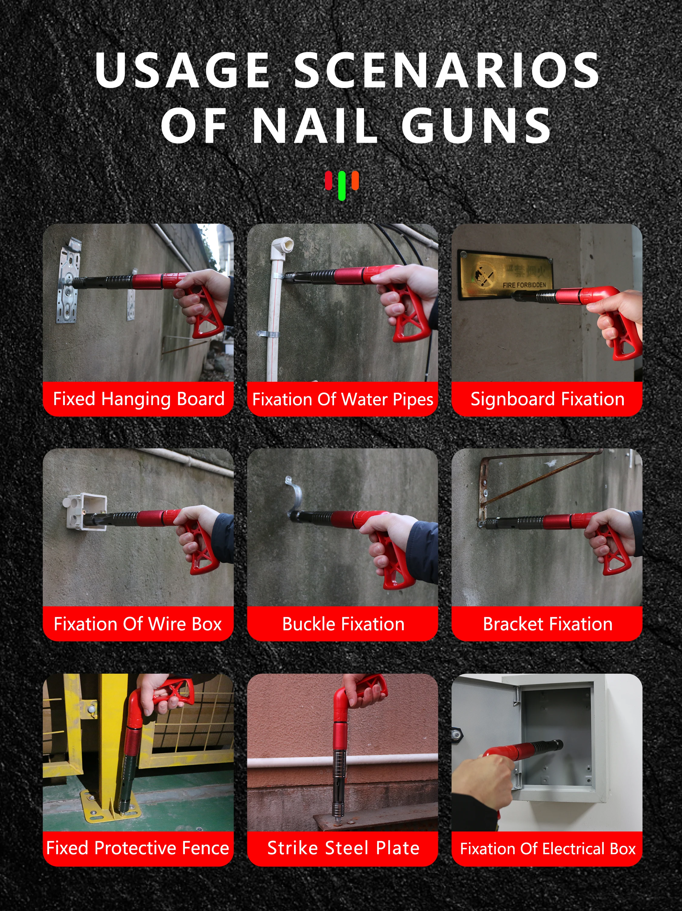 Mini Industrial Manual Nail Gun with Silencer for Cement Wall & Concrete Decoration Wire Trough Fixed Nailer