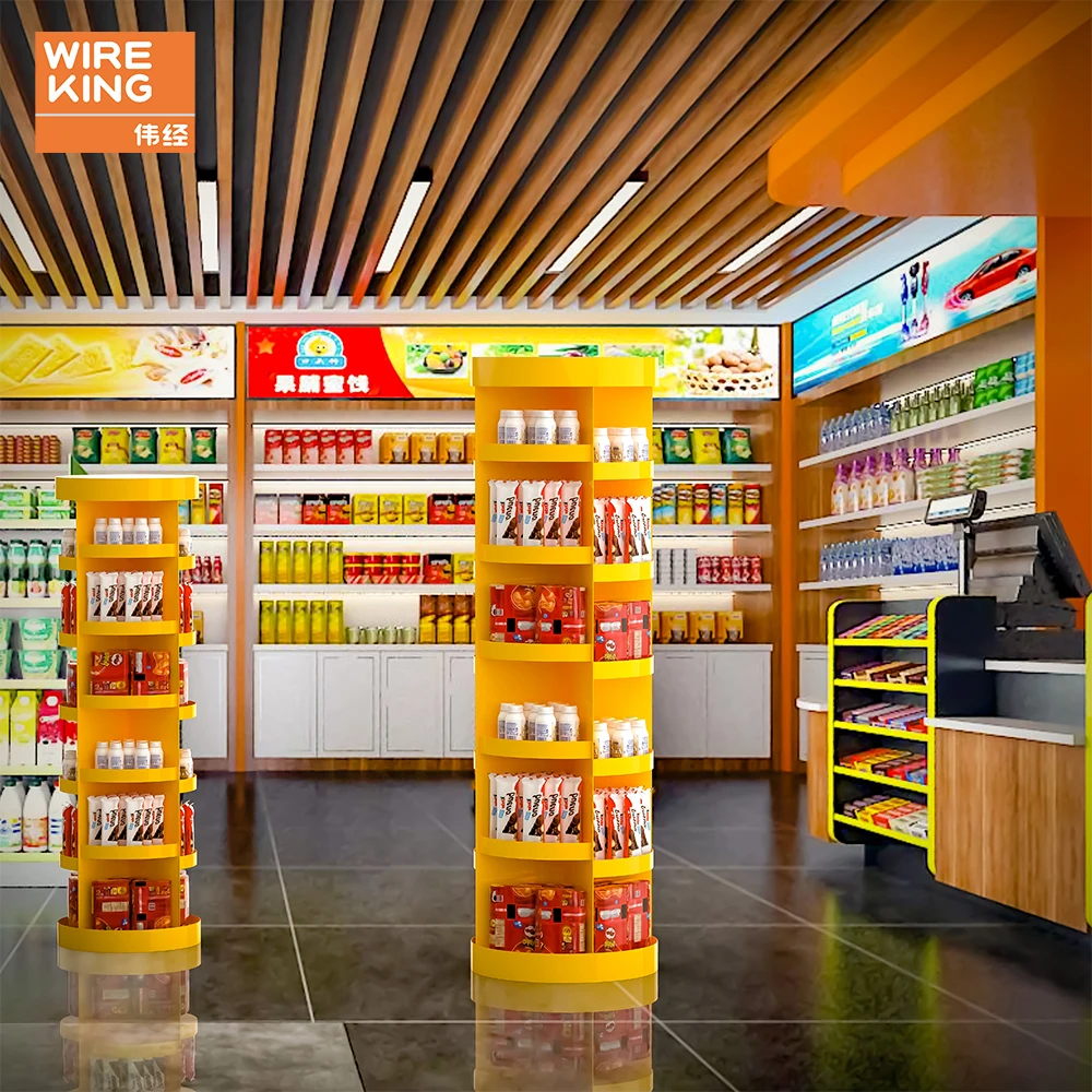 Customized Supermarket Shelves Convenience Store Rack Floor Standing Metal Shelves Chocolate Display Rack