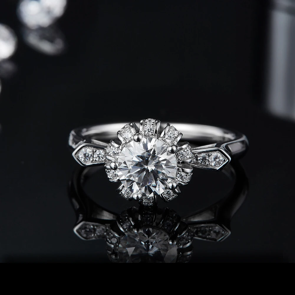 RINNTIN SMR70 925 стерлингового серебра на заказ 1 карат VVS Moissanite Бриллиантовая корона женское кольцо ювелирные изделия Новинка