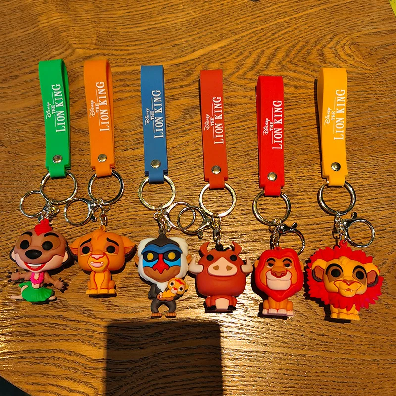 The Lion King Keychains Kawaii Simba Pumbaa Timon Keyring Car Key Ring Cosplay Phone Handbag Ornament Kids Jewelry Gifts