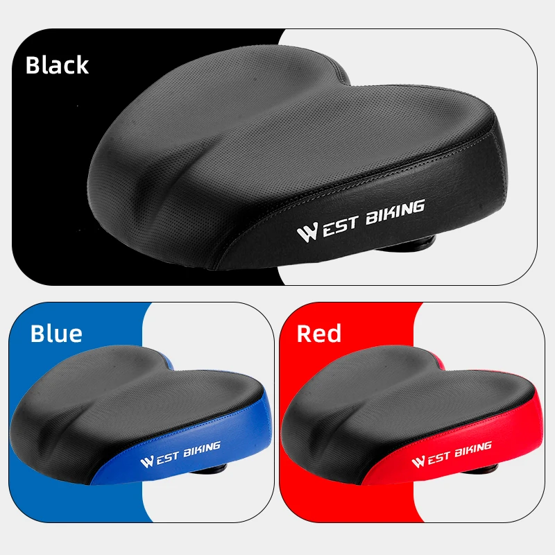 West Biking Wide Soft  Bicycle Saddle Breathable Waterproof  Bike Saddle Shock-absorbing and Pressure-resistant Cycling Saddle