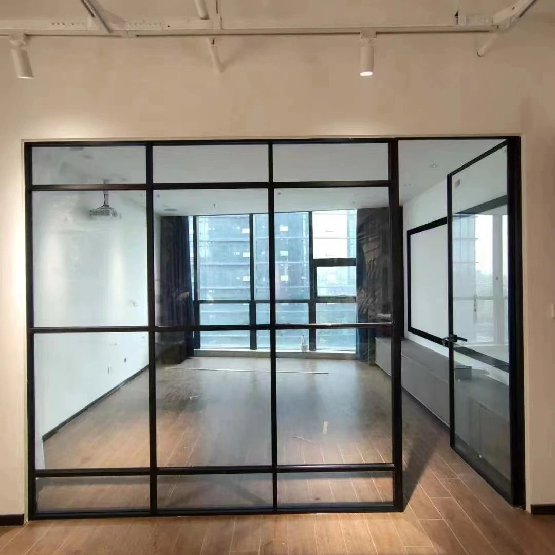 Low price Aluminum slim frame swing door for residential house