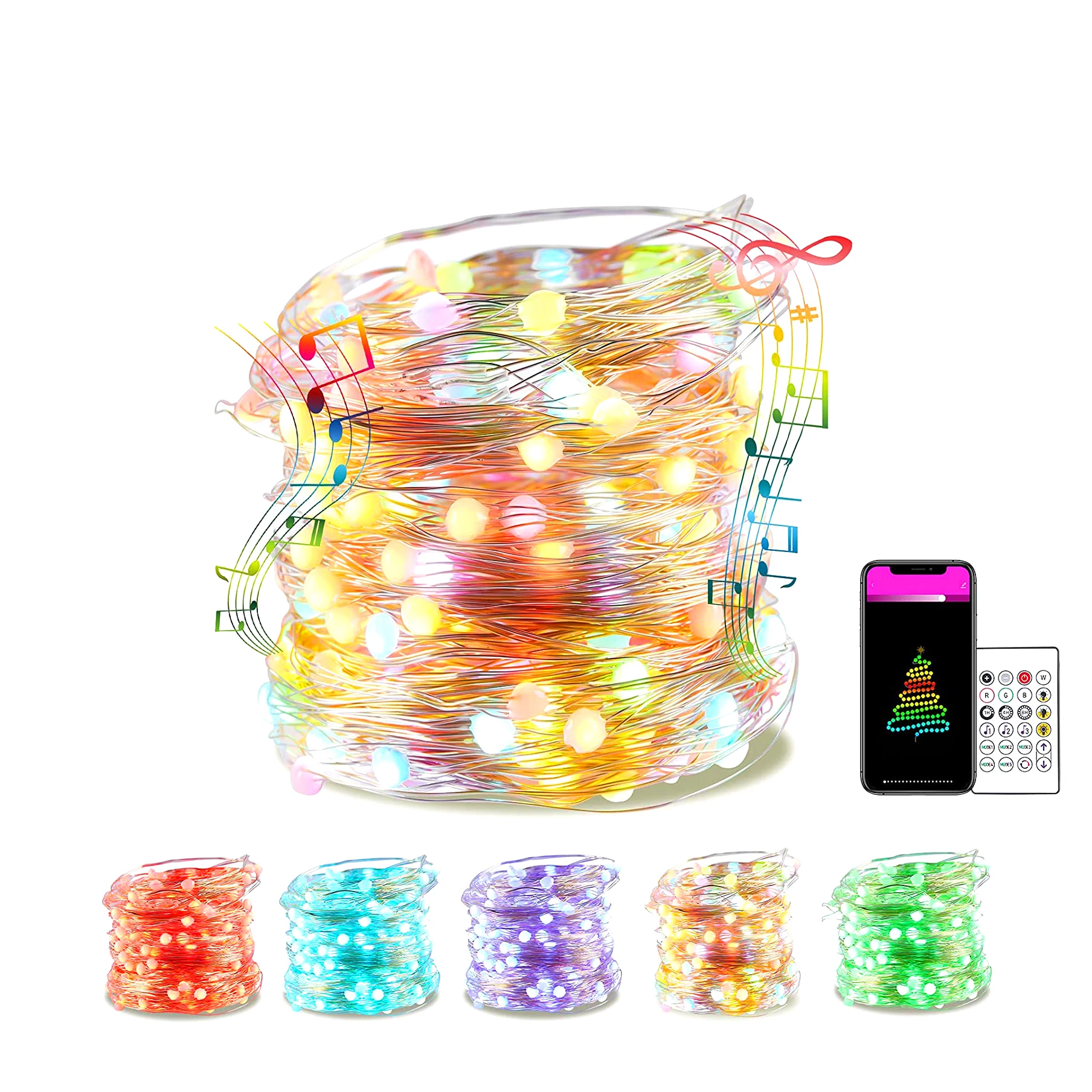 Smart USB Powered LED Fairy Light Christmas Outdoor String Lights Tuya APP Control wifi Smart Christmas Tree Lights