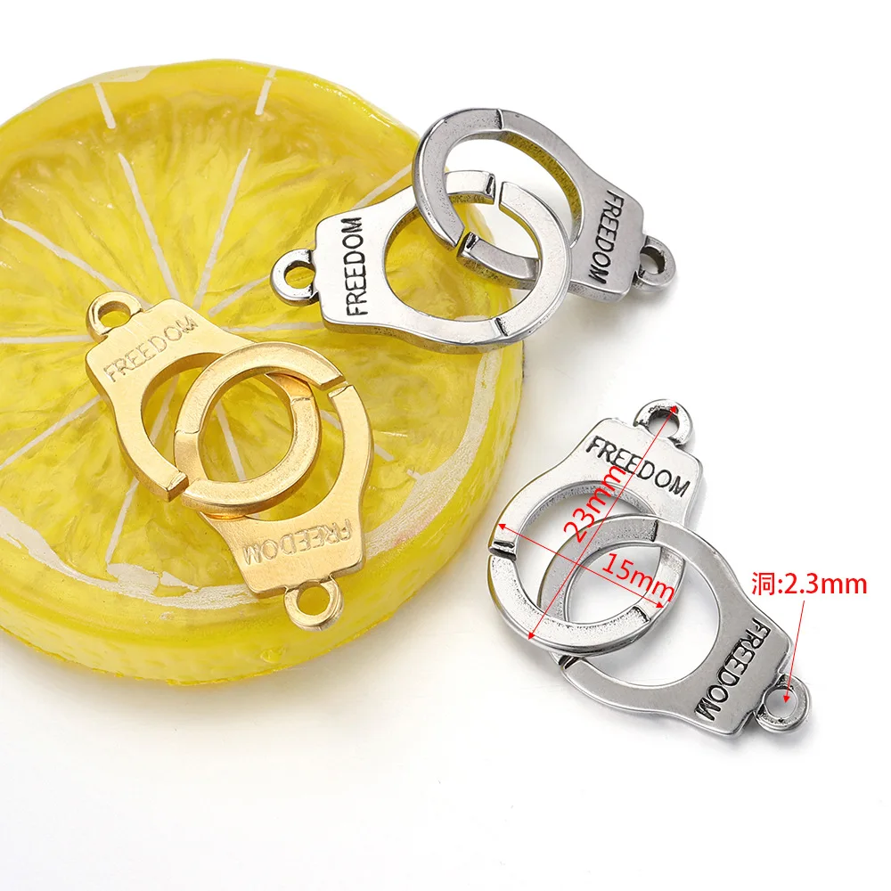DIY jewelry accessory charms PVD coating stainless steel handcuffs connector necklace bracelet charms