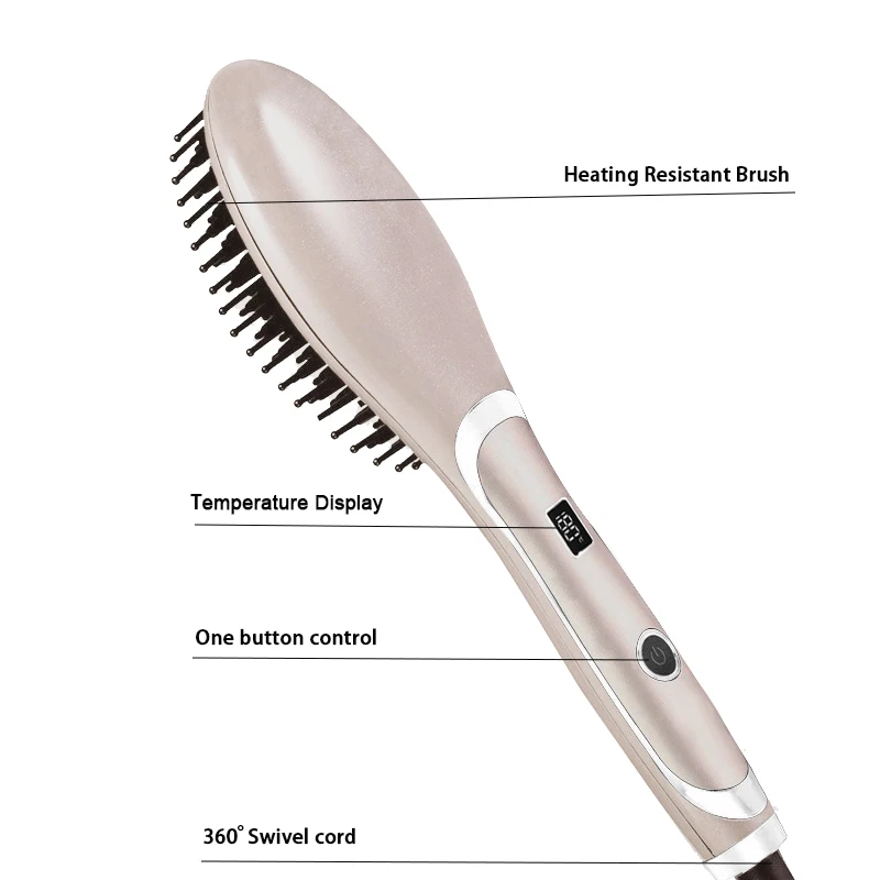 Электрический Выпрямитель для волос расчески ЖК-дисплей выпрямитель щетка ионная плоская щетка утюжок