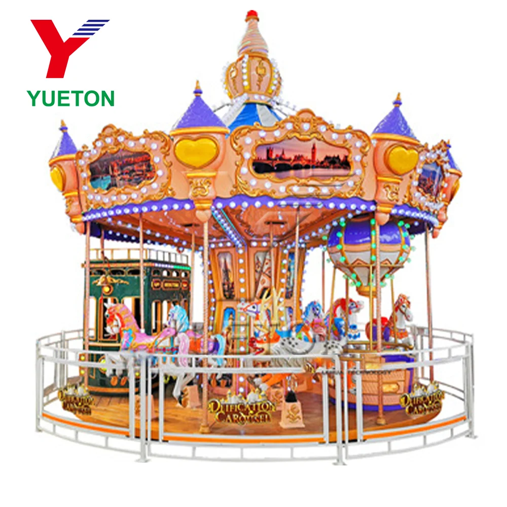 Yuetong Hot Sale Yueton Commercial Kiddie Outdoor Luxury Blue Carousel Horse Merry Go Round For Kids Adult Sale