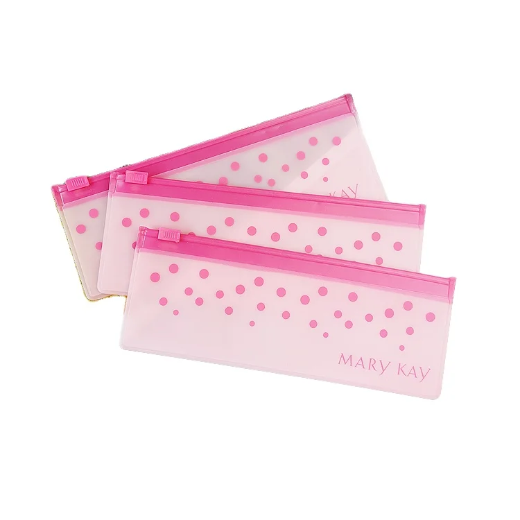 100 biodegradable Custom EVA red MARY KAY  flat small toiletry bag with zipper for cosmetic tools