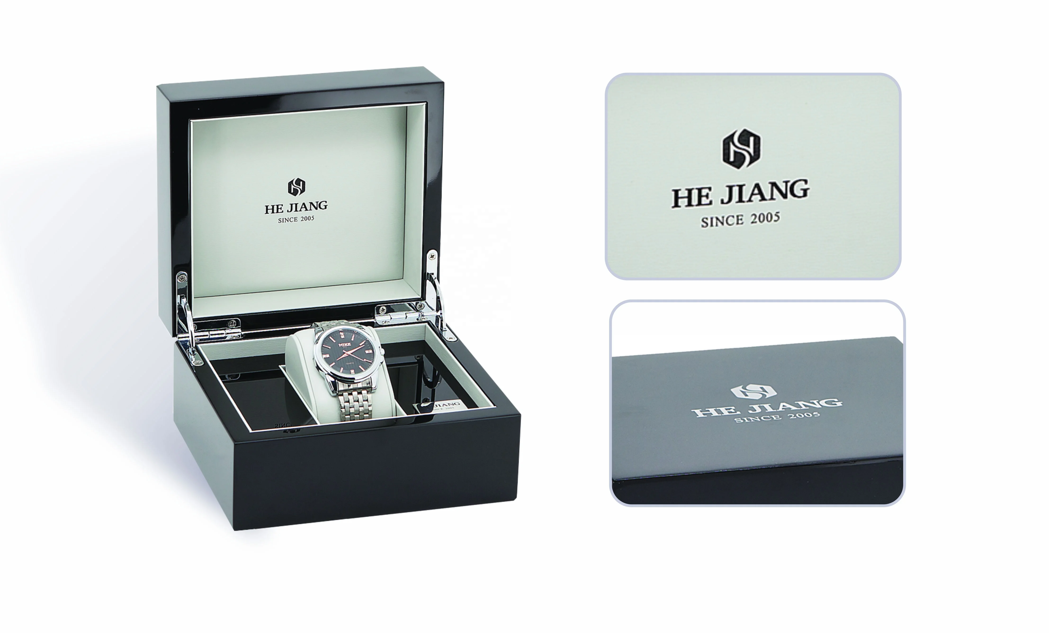 High Glossy Lacquer Watch Collection Box Unique Luxury Oem/odm Factory Black Wooden Watch Boxes Wholesale