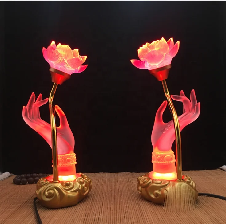 
Liuli Buddhism White Hand 7Colour LED Lotus 