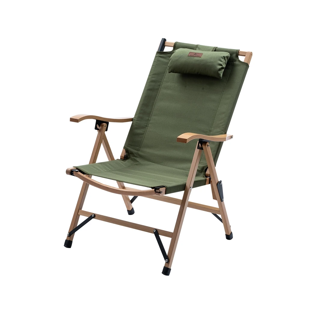 Wholesale Outdoor Camping Beech Solid Wood Kermit Folding Chair For Beach Relax Fishing