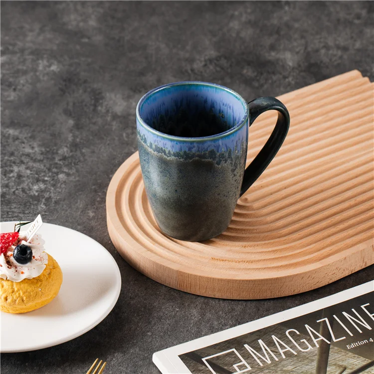 New Creative Color Glazed Restaurant Cafe Drinkware Office Water Ceramic Cup Porcelain Mug with Handle