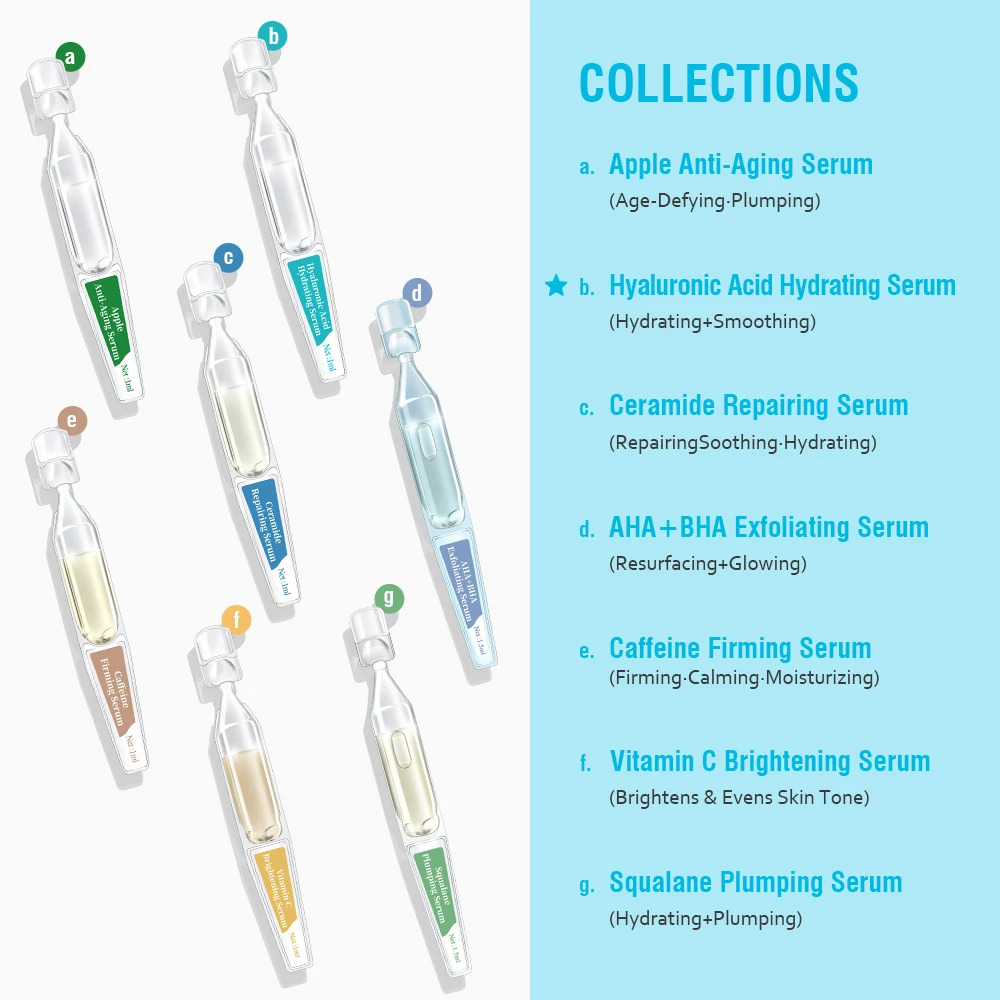 Kangrong OEM ODM face care moisturizing repairing polyglutamine sodium glycerol ampoule hyaluronic acid skin care serum