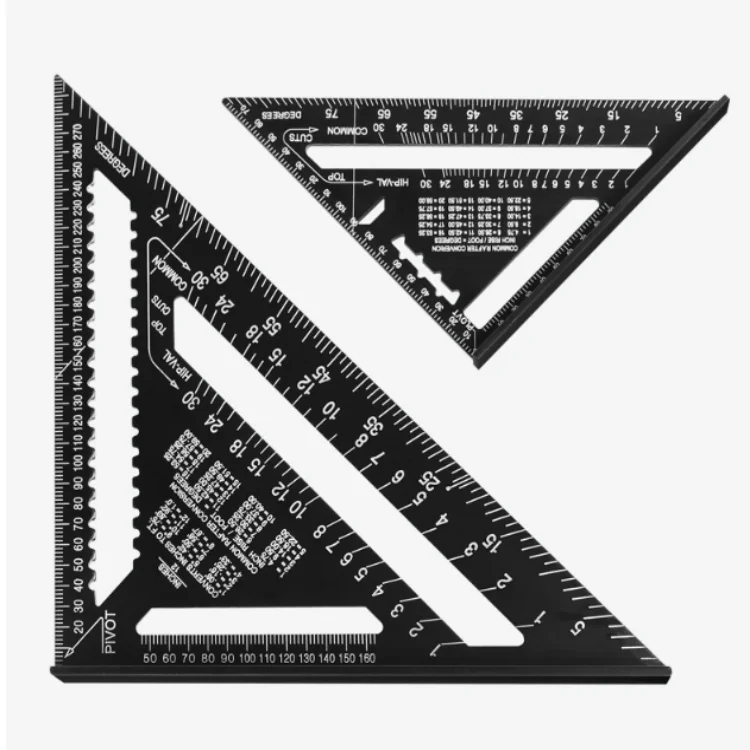 7 inch  Aluminum Alloy  Triangle Ruler Square Triangle Angle Protractor For Woodworking Miter Measuring Tools
