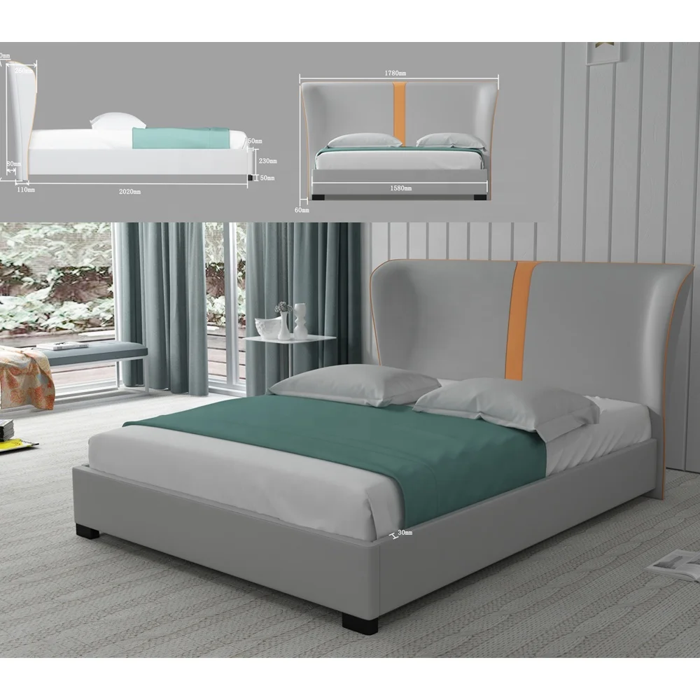 Classic Design High Headboards Upholstered Bed with Wooden Frame