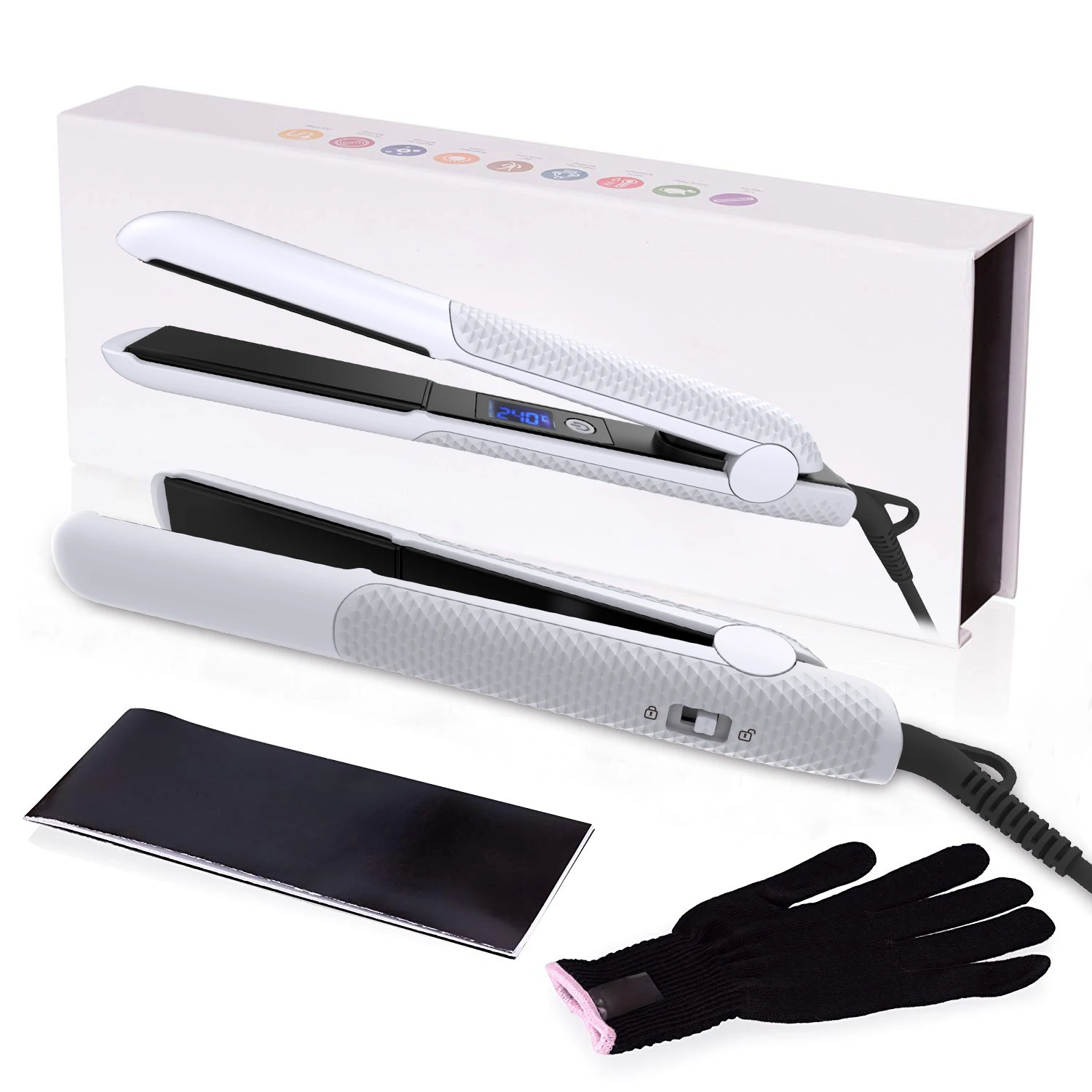 Professional Rubber Coating Hair Straightener Ceramic Plates Flat Iron Dual Voltage 2 in 1 Curler with Private Label