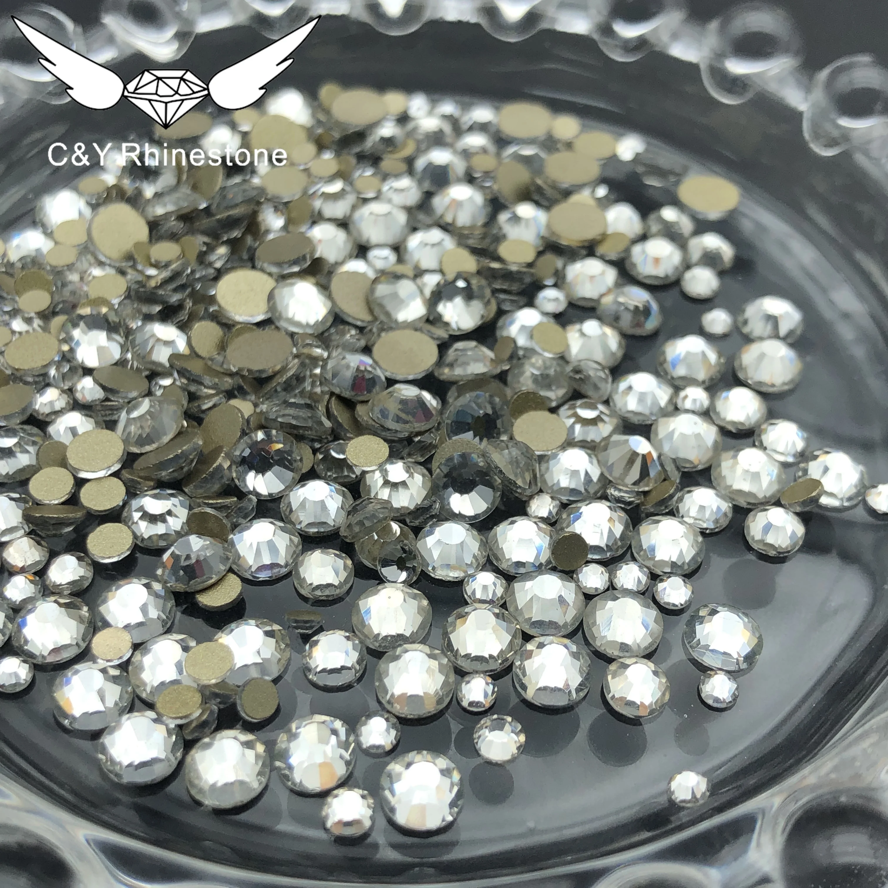 CY  Glass Mix SS6-SS20 Rhinestones Flat Back Rhinestone  Bulk Nail Art Crystals
