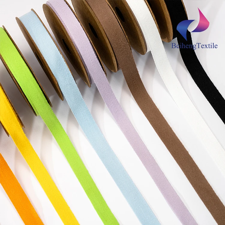 Logo Print Acceptable Double Face Twill  Cotton Webbing Fabric Ribbon Tape