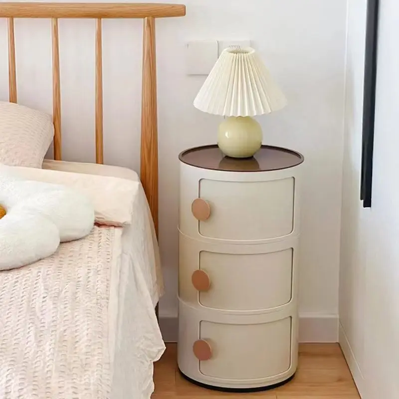 Bedroom Circular Cabinet Sliding Door Nightstand Multi-layer Storage Cabinet Living Room Sofa Side Several Cabinets