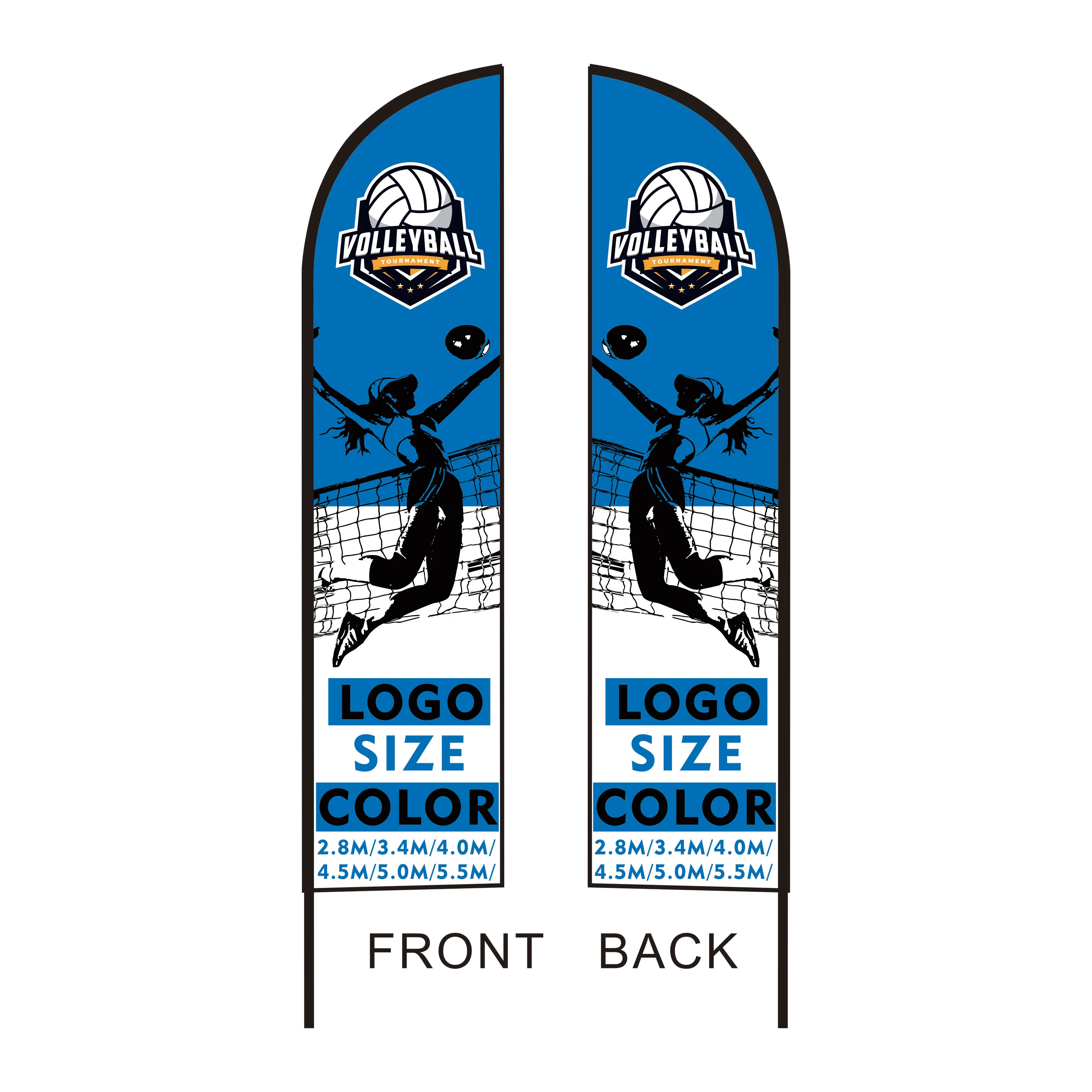 Sports Event Volleyball League promotes outdoor indoor high quality double-sided printed knife flag beach flag