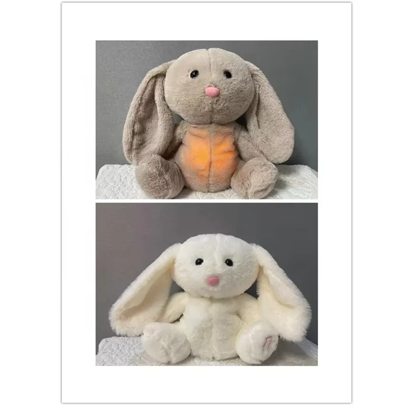 New Breathing Rabbit Cuddly Toy with Heartbeat Plush Toy Baby Music Early Education Soothing Sleeping Doll