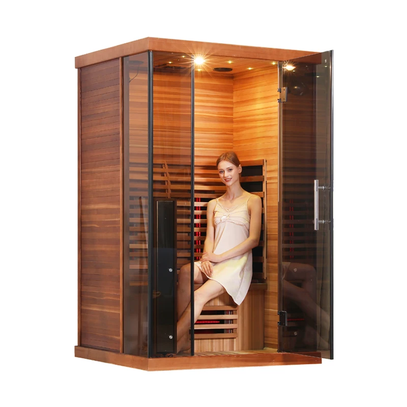 Low EMF 2 Person Luxury Carbon Heater Indoor Use Far Infrared Sauna With Therapy Star Lights