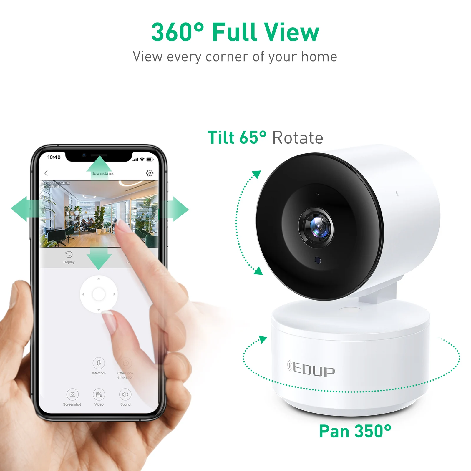 Умная IP-камера EDUP 2K HD Wi-Fi ночное видение слежение за ребенком 300 Вт