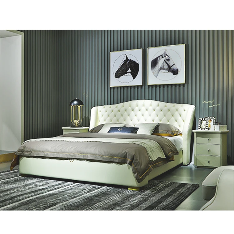 american designer cream white color luxury king size modern royal bedroom furniture sets