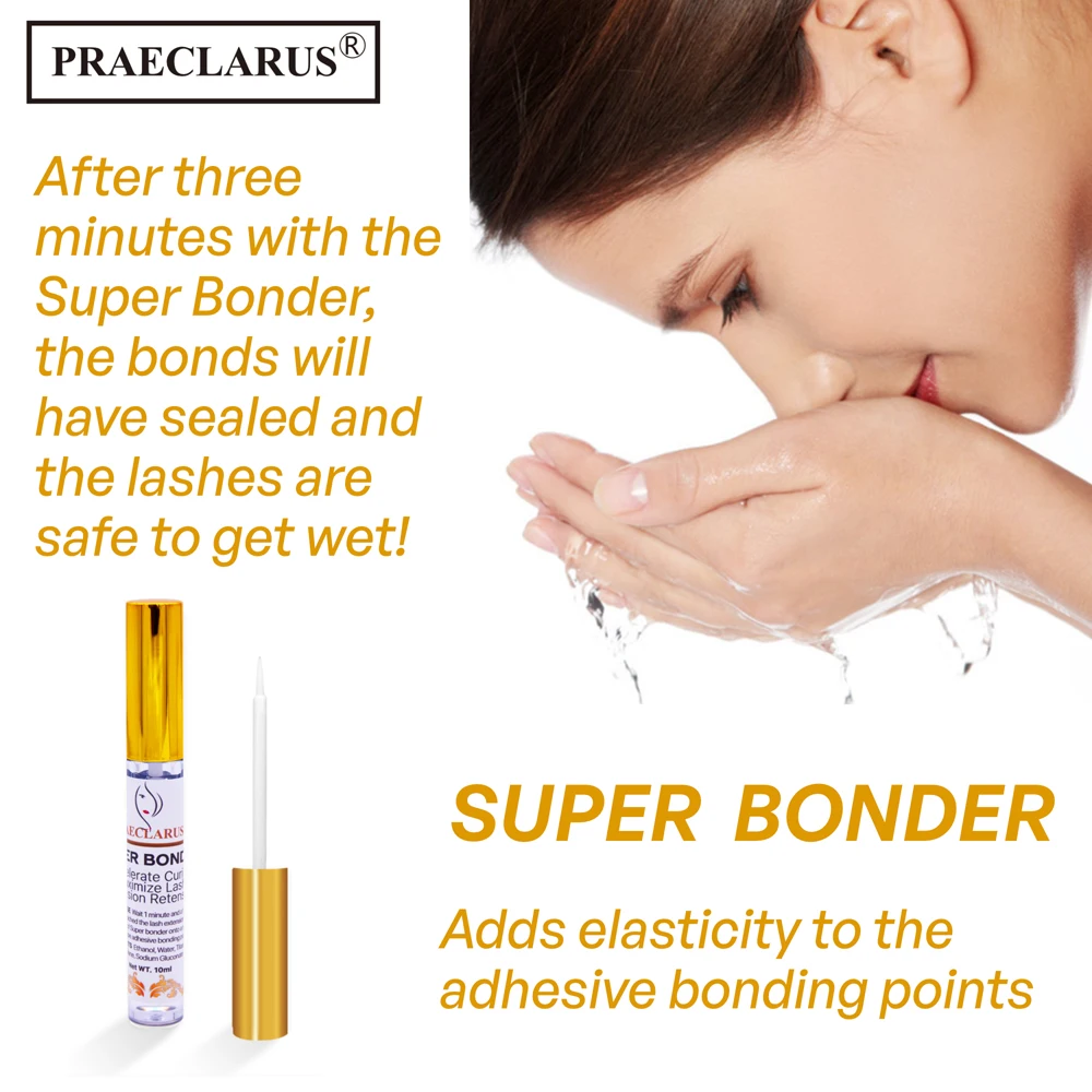 PRAECLARUS Eyelash Extension  Private Label Eyelash Glue Custom Logo 10g Low Humidity Eyelash Super bonder