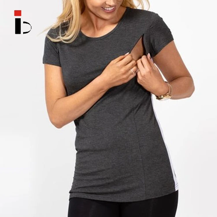 Новая женская модная Сексуальная футболка для тренировок в тренажерном зале для беременных и кормящих мам