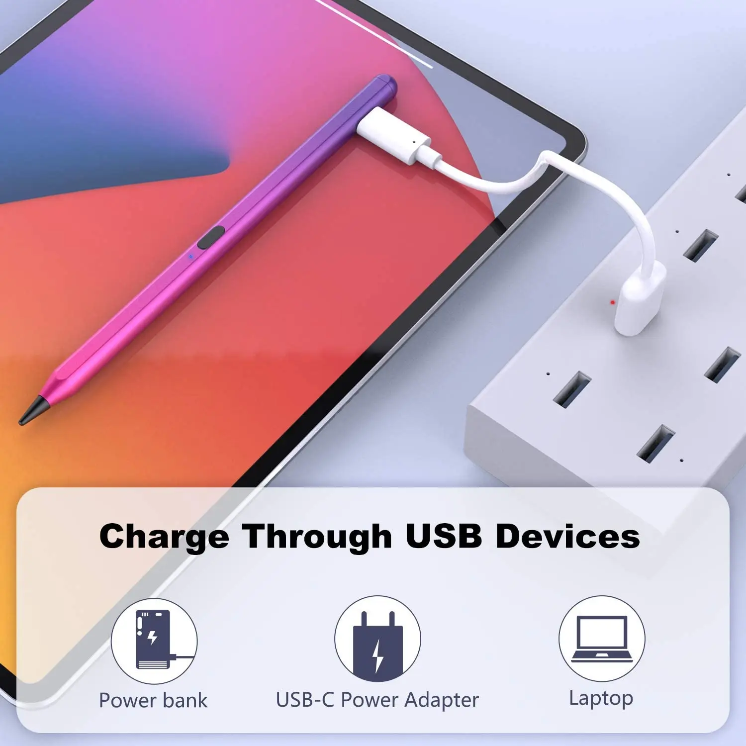  Стилус для iPad с защитой от ладони фиолетовый