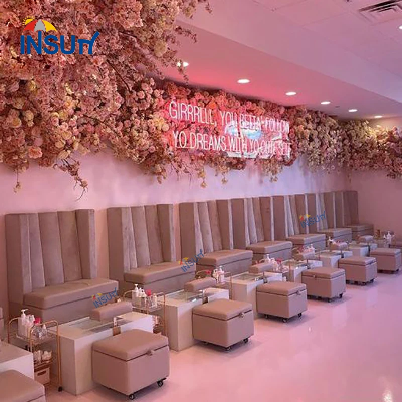 Pedicure chair luxury nail salon furniture foot massage spa chairs with bowl and tap