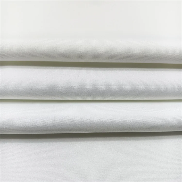 white bleach dyed eco friendly t-shirt cloth 90% recycle polyester weft knitting interlock jersey fabric