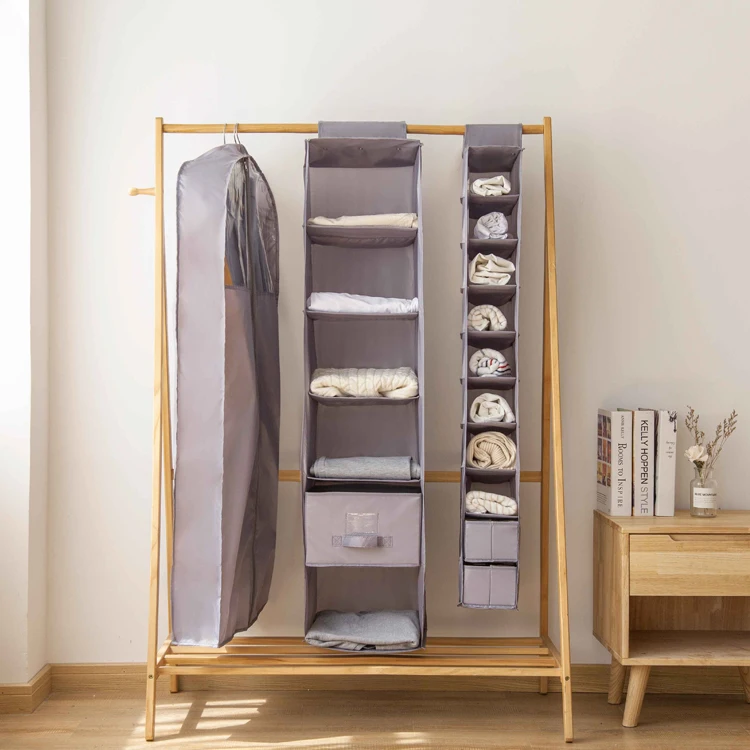 Durable Plastic Hanging Clothing Storage Bag Basket Closet Organiser Durable Hanging Storage Basket