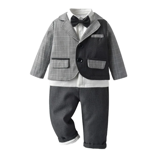 2022 Kids wear boys dress clothes baby boy formal wear children long sleeve suits baby boy birthday party outfits