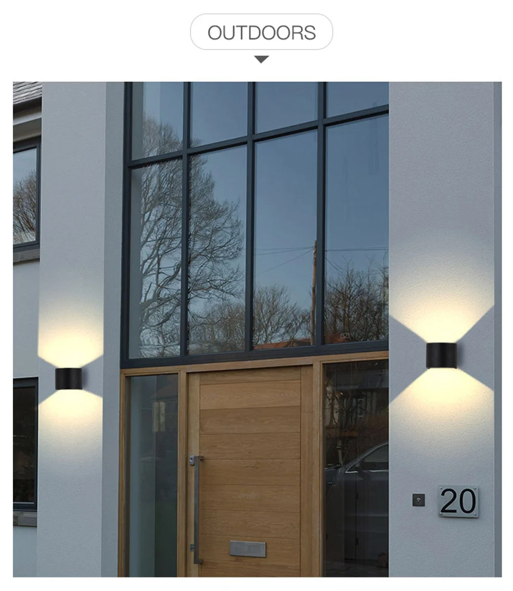 12W Waterproof Exterior Up and Down LED COB Wall Lamp Outdoor Porch Garden Luminous Courtyard Staircase Wall Bracket Light