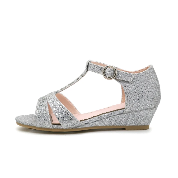 
Beautiful Kids Princess Glitter Wedges Girls Party Dress Shoes For Children 