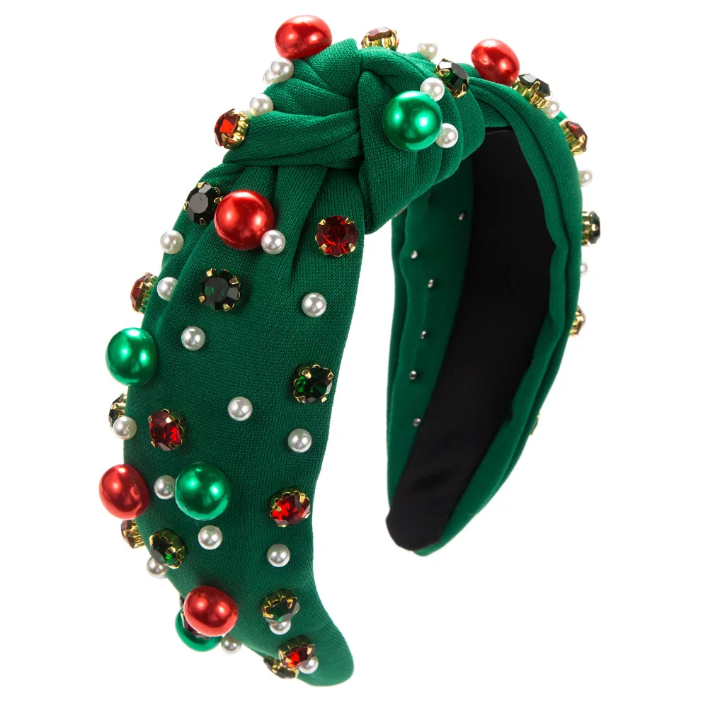 Wholesale Christmas Baroque Fashion Hair Accessories Pearl Hair Band Knot Headband for Women Gifts