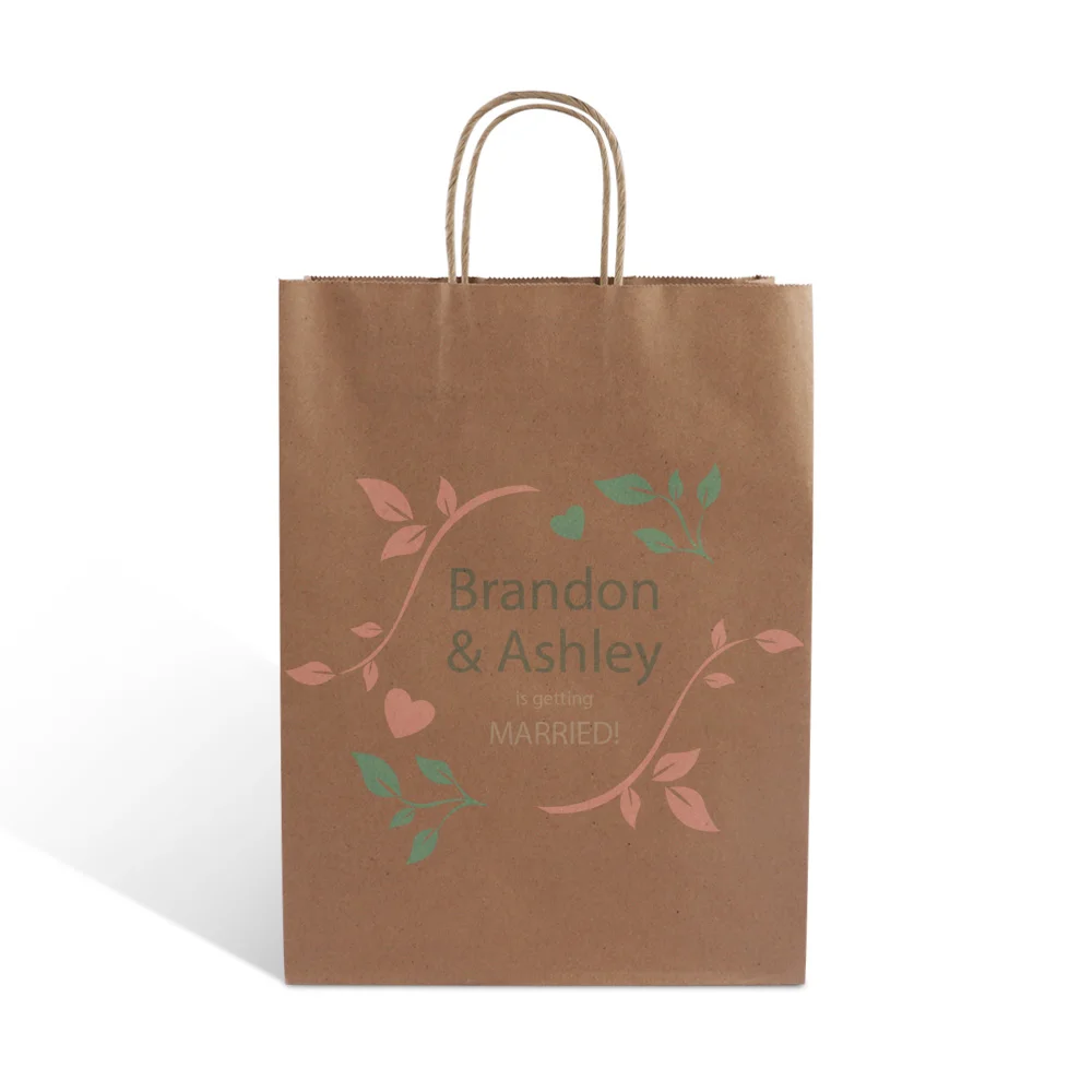 Custom Print and Logo kraft material brown paper bag gift paper package bag coffee thank you paper bags with handles