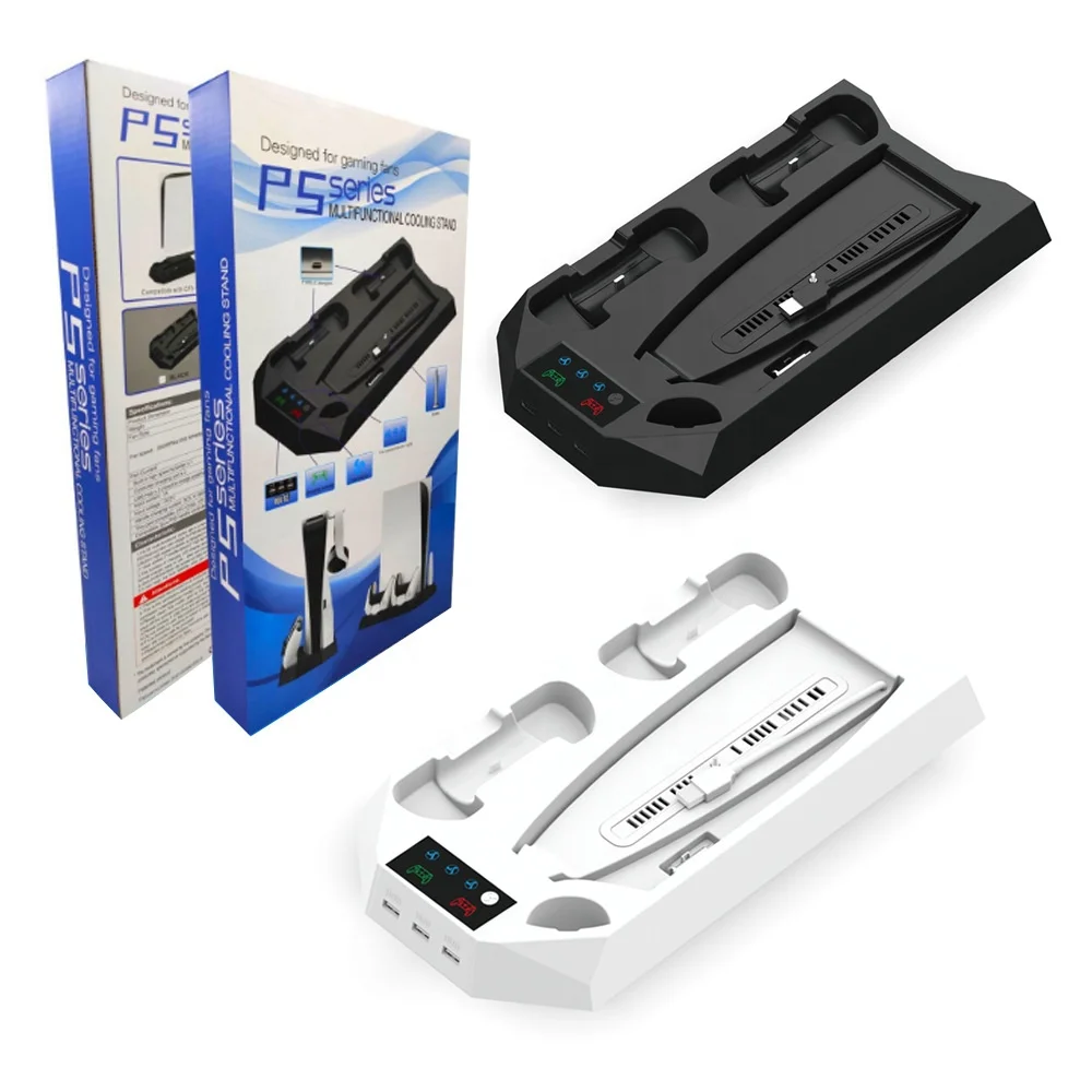 PS5 Console Cooling Fan Vertical Dual Charging Dock Charging Stand For Ps5 Playstation5 Joystick Gamepad For Ps5 Console Control