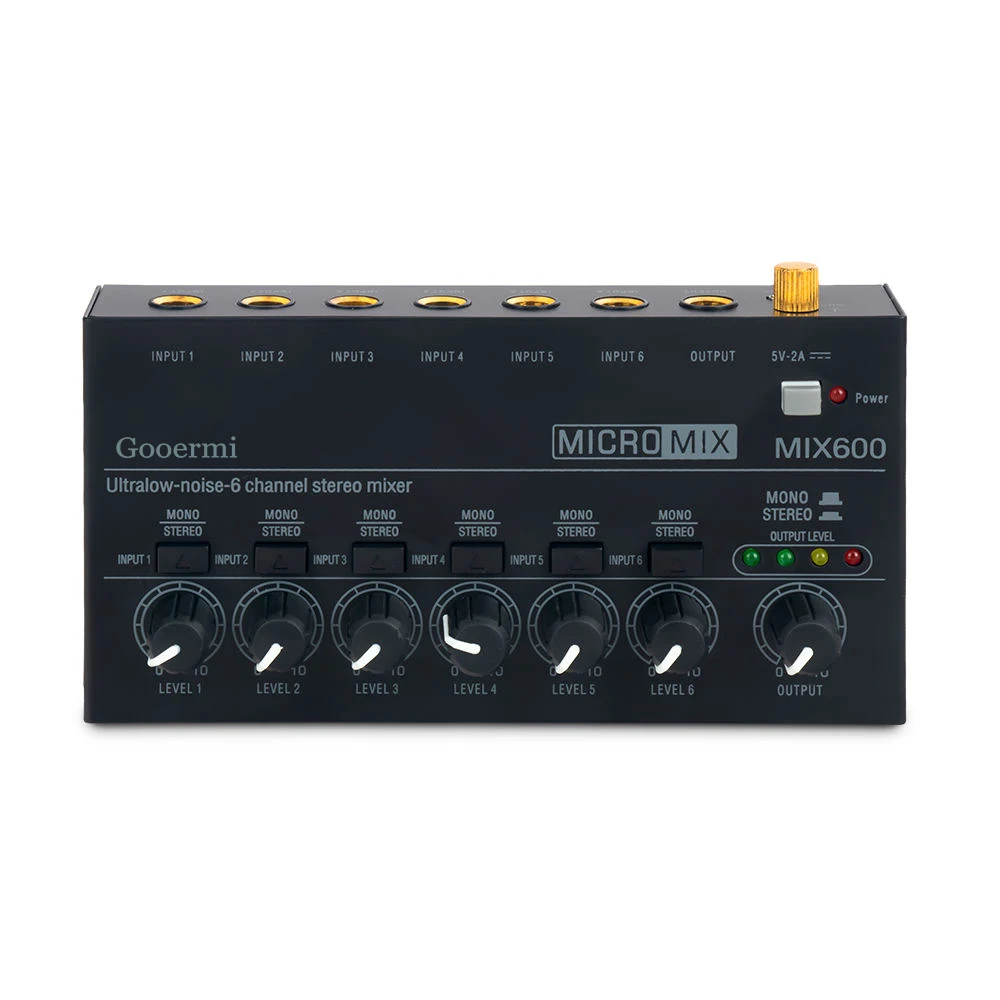 Gooermi-MIX600 6 Channel Stereo Headphone Amplifier With Mono Switching Volume Control For Electric Guitar