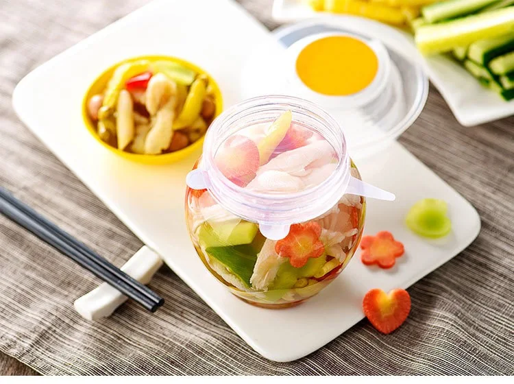 
Factory wholesale colors can be customized 6pcs Pack Reusable durable Flexible silicone stretch lids 